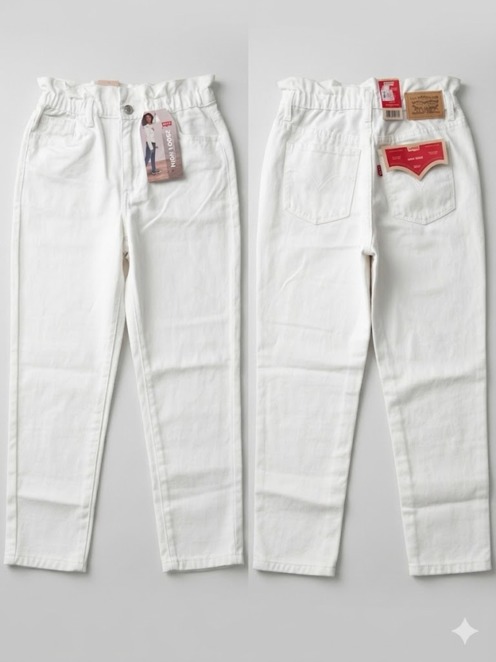 Levi’s White High Loose Paperbag Jeans With Elastic Waist